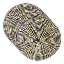 Load image into Gallery viewer, Dainty Home Kaleidoscope 15" Round Woven Placemats with Metallic Thread, Set of 4 – Durable & Reversible
