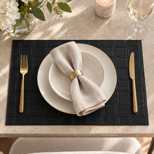 Load image into Gallery viewer, Dainty Home Bostonian Premium Vegan Leather Reversible 2 Pattern 12" x 18" Rectangular Placemat Set Of 4