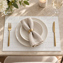 Load image into Gallery viewer, Dainty Home Bostonian Premium Vegan Leather Reversible 2 Pattern 12" x 18" Rectangular Placemat Set Of 4