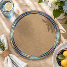 Load image into Gallery viewer, Dainty Home Key West 15" Round Natural Jute Multicolor Placemats Set of 4 - Durable Table Mat