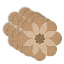 Load image into Gallery viewer, Dainty Home Maui 15" Flower Shaped Natural Jute and Paper Placemats Set of 4 - Durable Table Mats