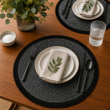Load image into Gallery viewer, Dainty Home Tijuana 15" Round Woven Placemats with Fringe Detail, Set of 4 – Durable & Reversible
