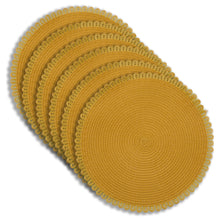 Load image into Gallery viewer, Dainty Home Chantilly 15" Round Woven Placemats Set of 6 - Durable, Reversible & Non-Slip Table Mats