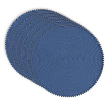 Load image into Gallery viewer, Dainty Home Pom Pom 15" Round Woven Placemats Set of 6 - Durable, Reversible & Non-Slip Table Mats