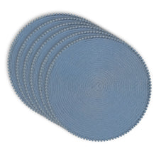 Load image into Gallery viewer, Dainty Home Pom Pom 15" Round Woven Placemats Set of 6 - Durable, Reversible & Non-Slip Table Mats