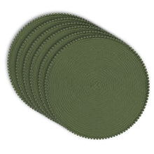 Load image into Gallery viewer, Dainty Home Pom Pom 15" Round Woven Placemats Set of 6 - Durable, Reversible & Non-Slip Table Mats
