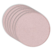 Load image into Gallery viewer, Dainty Home Pom Pom 15" Round Woven Placemats Set of 6 - Durable, Reversible & Non-Slip Table Mats