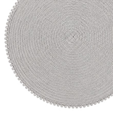 Load image into Gallery viewer, Dainty Home Pom Pom 15" Round Woven Placemats Set of 6 - Durable, Reversible & Non-Slip Table Mats