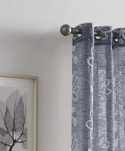 Load image into Gallery viewer, Dainty Home Rita Linen Look Boho Solid Fabric With 3D Floral Chenille Embroidery Light Filtering Grommet Panel Pair