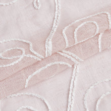 Load image into Gallery viewer, Dainty Home Stella Linen Look Boho Solid Fabric With 3D Floral Chenille Embroidery Light Filtering Grommet Panel Pair