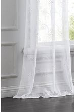 Load image into Gallery viewer, Dainty Home Gisella Boho 3D Floral Embroidered And Beaded Linen Look Light Filtering Grommet Panel Pair