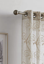 Load image into Gallery viewer, Dainty Home Stella Linen Look Boho Solid Fabric With 3D Floral Chenille Embroidery Light Filtering Grommet Panel Pair