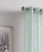 Load image into Gallery viewer, Dainty Home Rita Linen Look Boho Solid Fabric With 3D Floral Chenille Embroidery Light Filtering Grommet Panel Pair