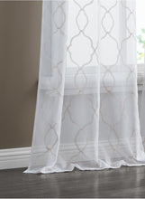 Load image into Gallery viewer, Dainty Home Summerville Boho Linen Look Fabric 3D Embroidered Lurex Geometric Design Set of 4 Window Panels
