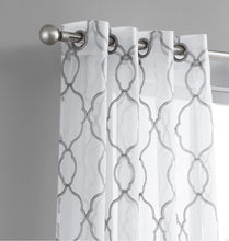 Load image into Gallery viewer, Dainty Home Summerville Boho Linen Look Fabric 3D Embroidered Lurex Geometric Design Set of 4 Window Panels