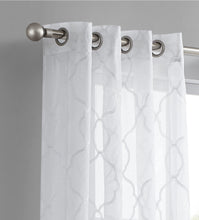 Load image into Gallery viewer, Dainty Home Summerville Boho Linen Look Fabric 3D Embroidered Lurex Geometric Design Set of 4 Window Panels