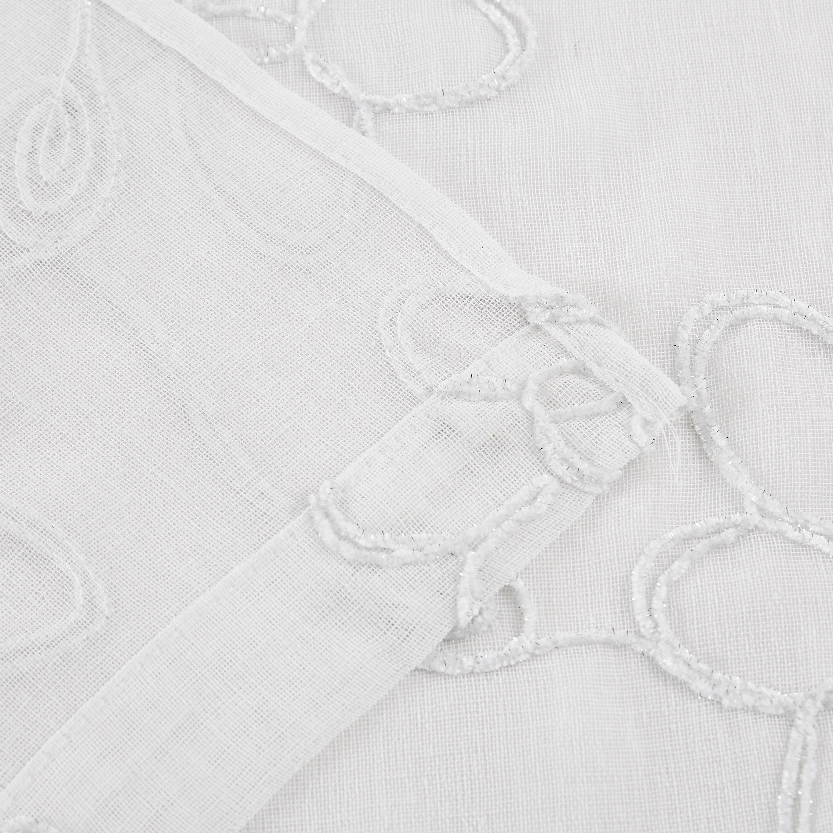 Dainty Home Rita Linen Look Boho Solid Fabric With 3D Floral Chenille Embroidery Light Filtering Grommet Panel Pair