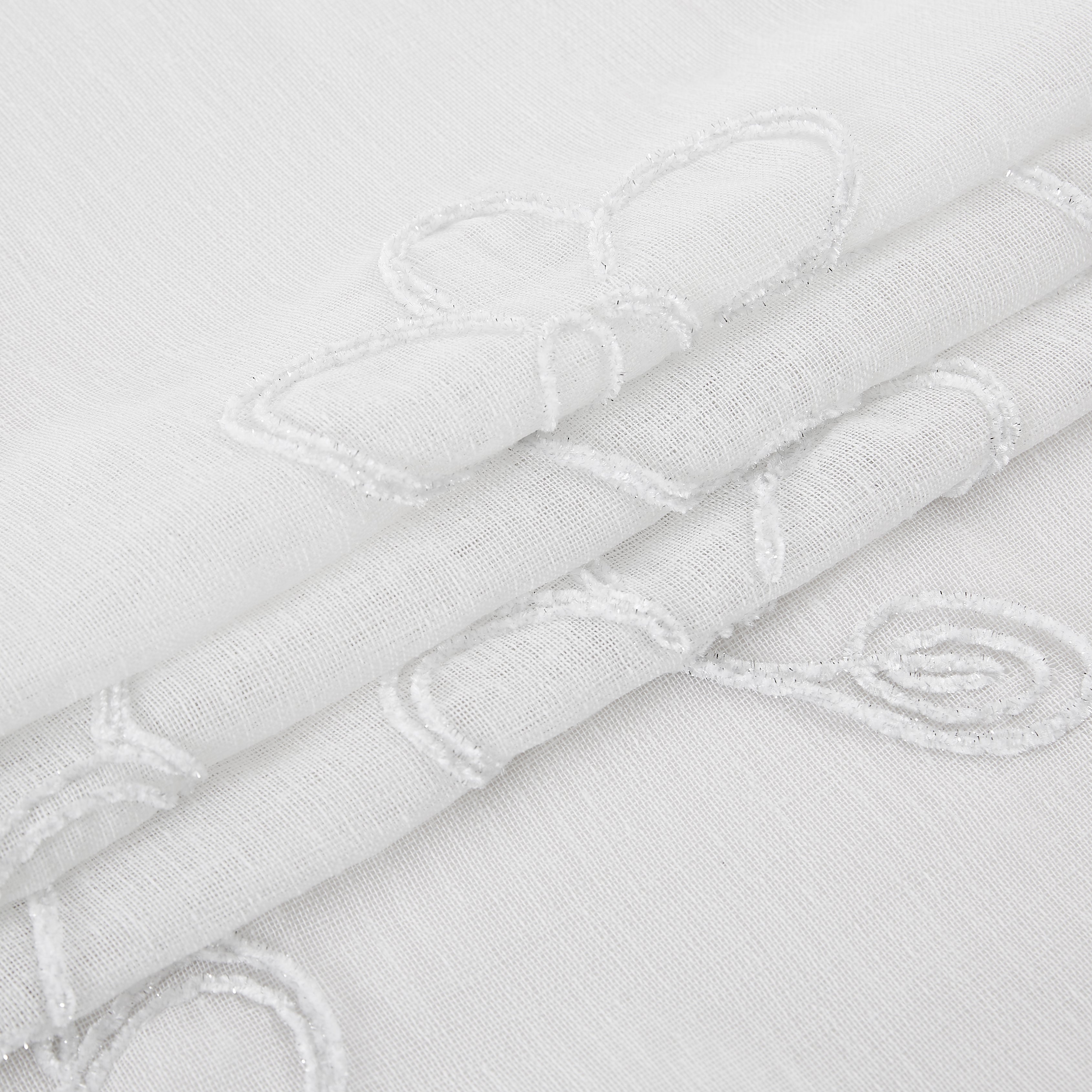 Dainty Home Rita Linen Look Boho Solid Fabric With 3D Floral Chenille Embroidery Light Filtering Grommet Panel Pair