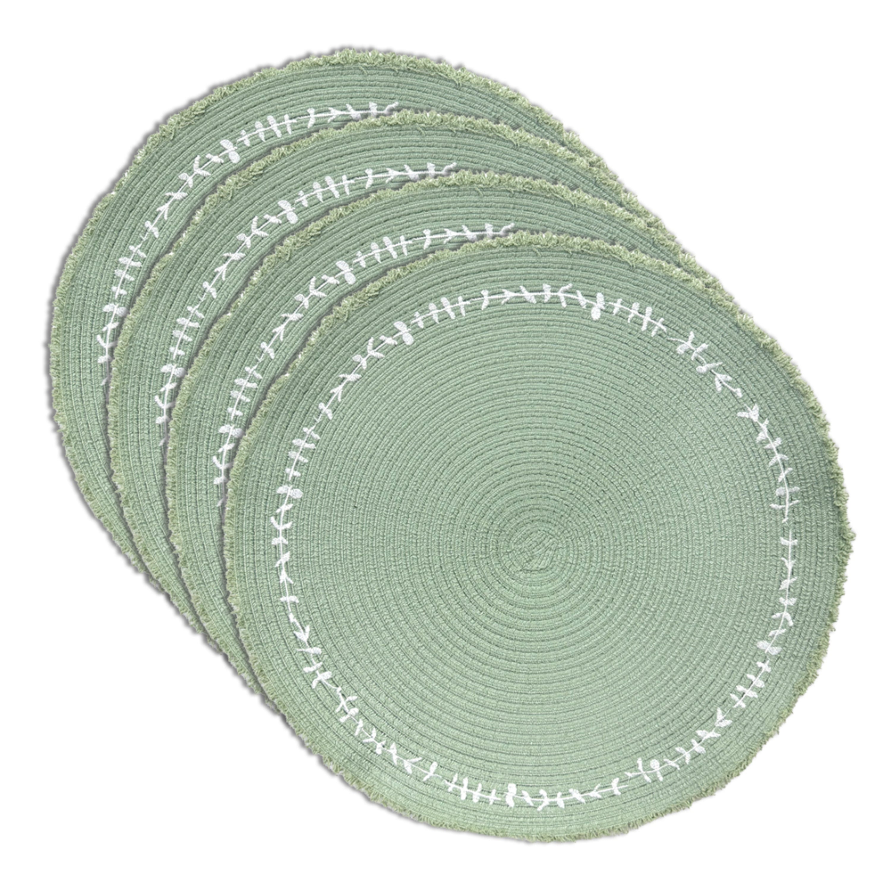 Dainty Home Petals 15" Round Woven Placemats Set of 4 - Durable and Non-Slip Table Mats