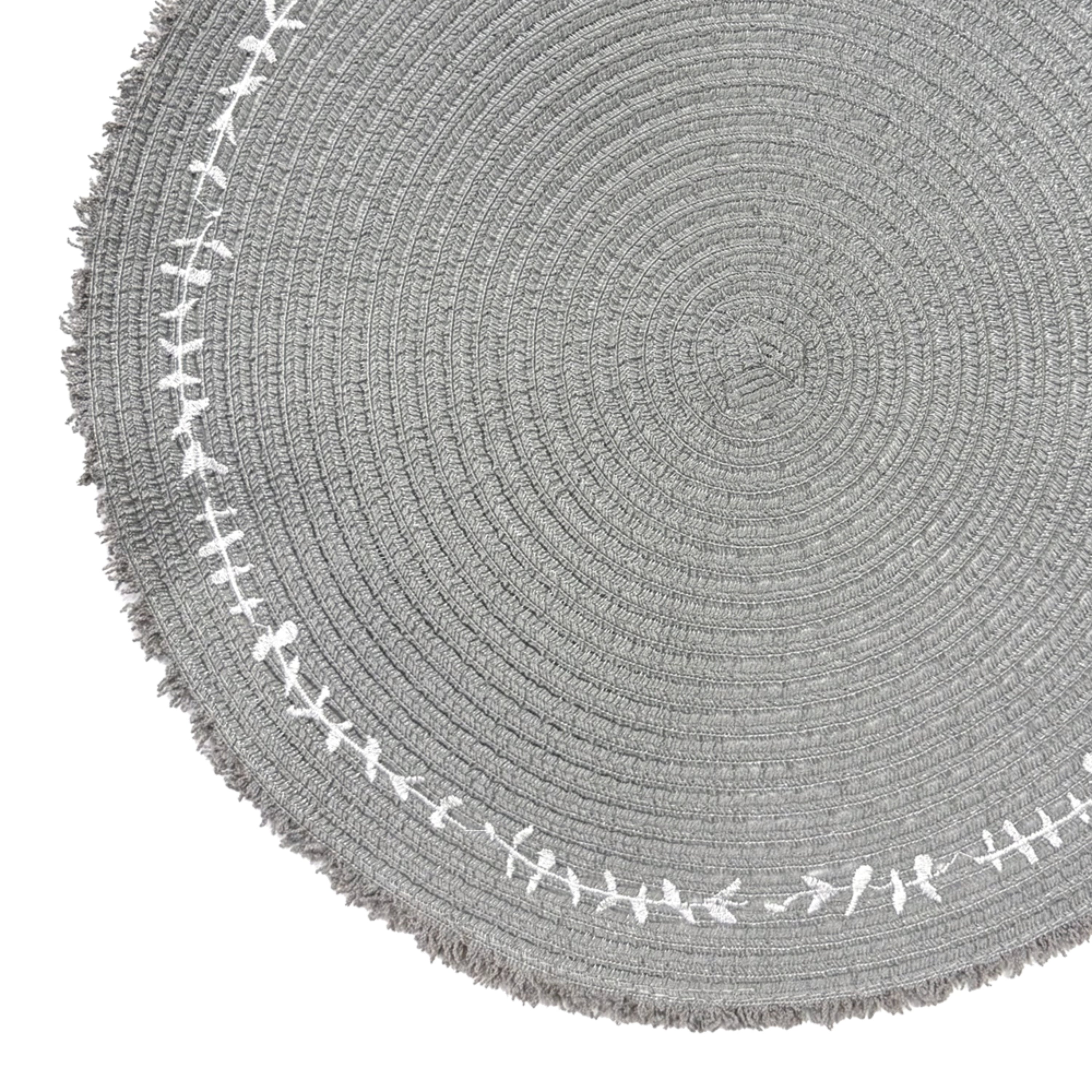 Dainty Home Petals 15" Round Woven Placemats Set of 4 - Durable and Non-Slip Table Mats