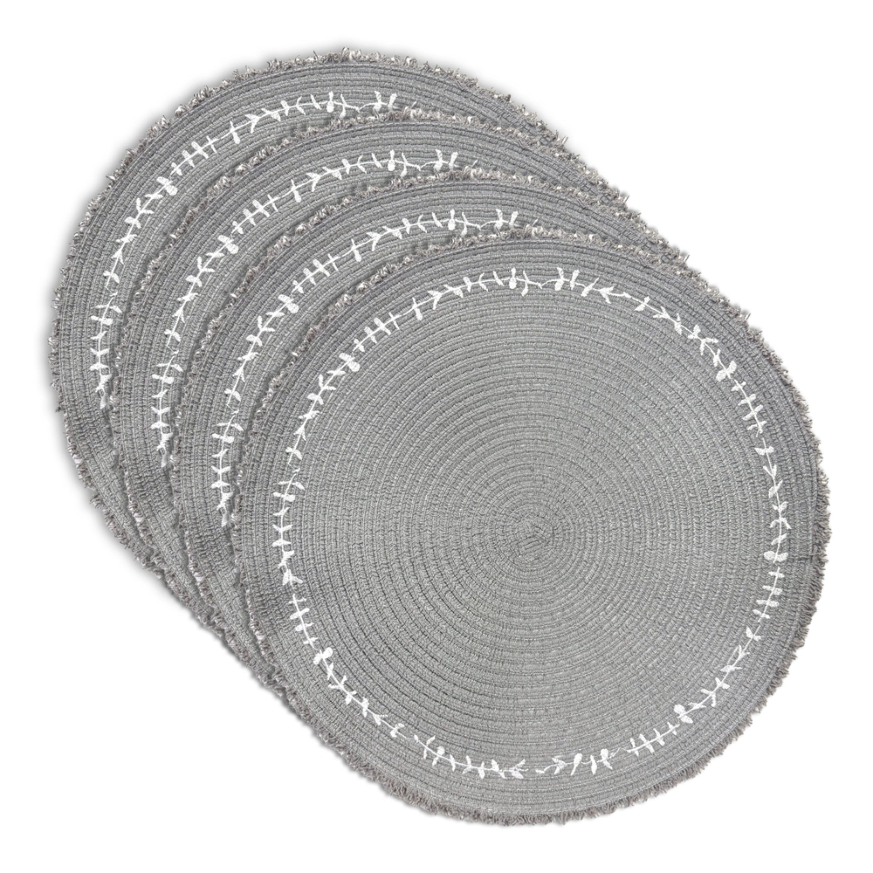 Dainty Home Petals 15" Round Woven Placemats Set of 4 - Durable and Non-Slip Table Mats