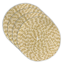 Load image into Gallery viewer, Dainty Home Kaleidoscope 15" Round Woven Placemats with Metallic Thread, Set of 4 – Durable &amp; Reversible

