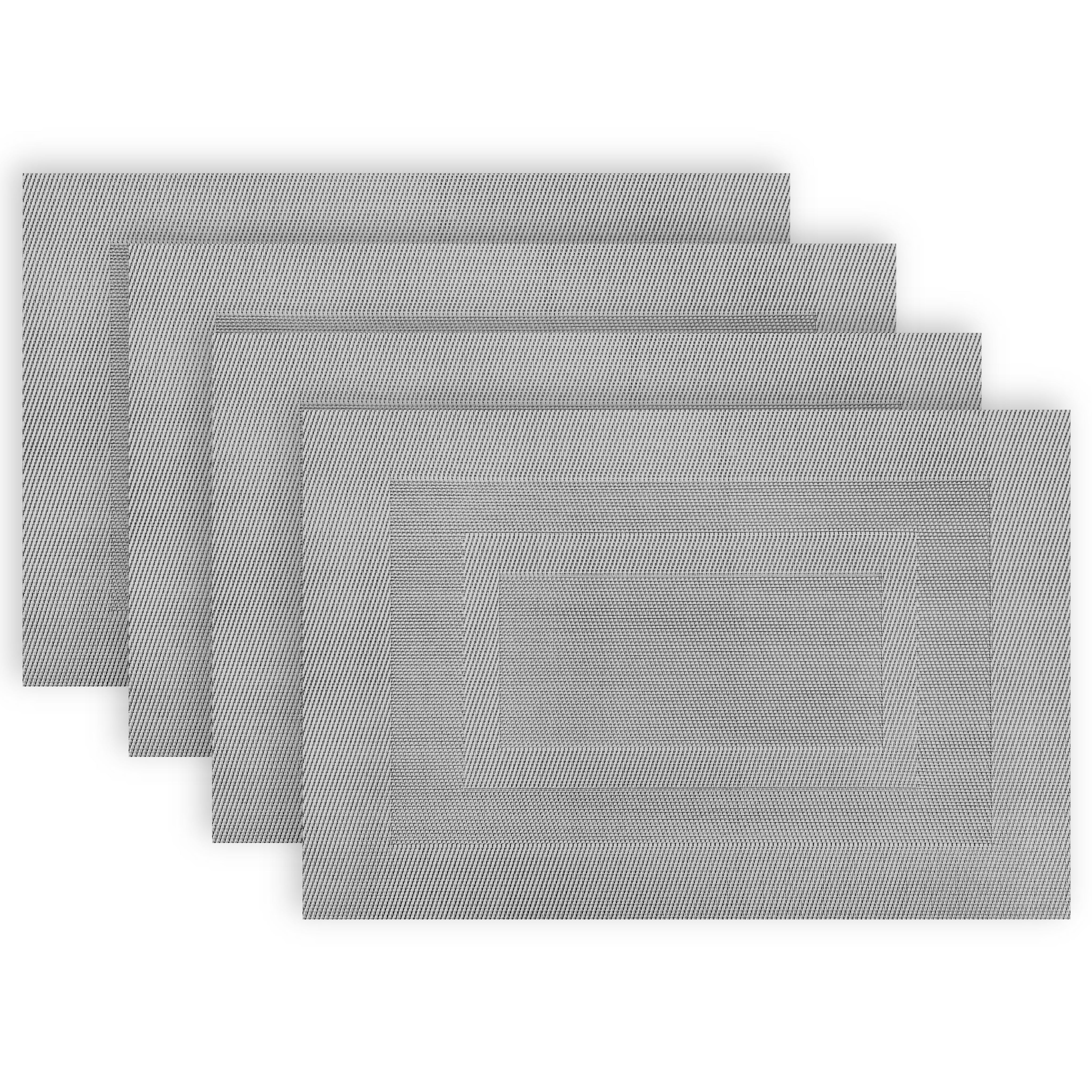 Dainty Home Sonata Woven Textilene Crossweave With Solid Geometric Pattern Reversible 12" x 18" Rectangular Placemat
