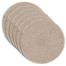 Load image into Gallery viewer, Dainty Home Starlight 15" Round Woven Placemats with Sequin Detail, Set of 6 – Durable &amp; Reversible
