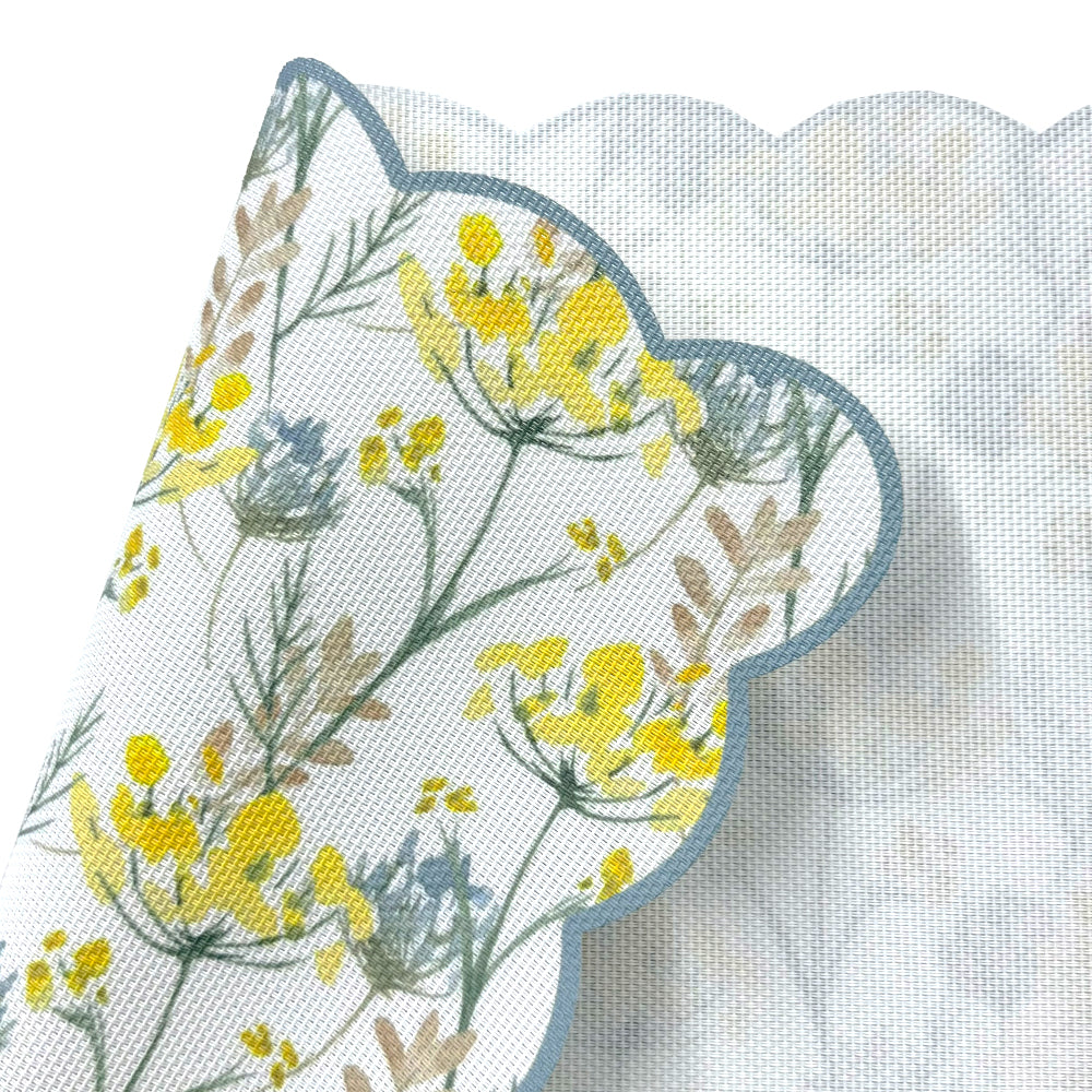 Dainty Home Floral Woven Vinyl Scalloped Border Rectangular Placemat Set Of 6 13" x 19"