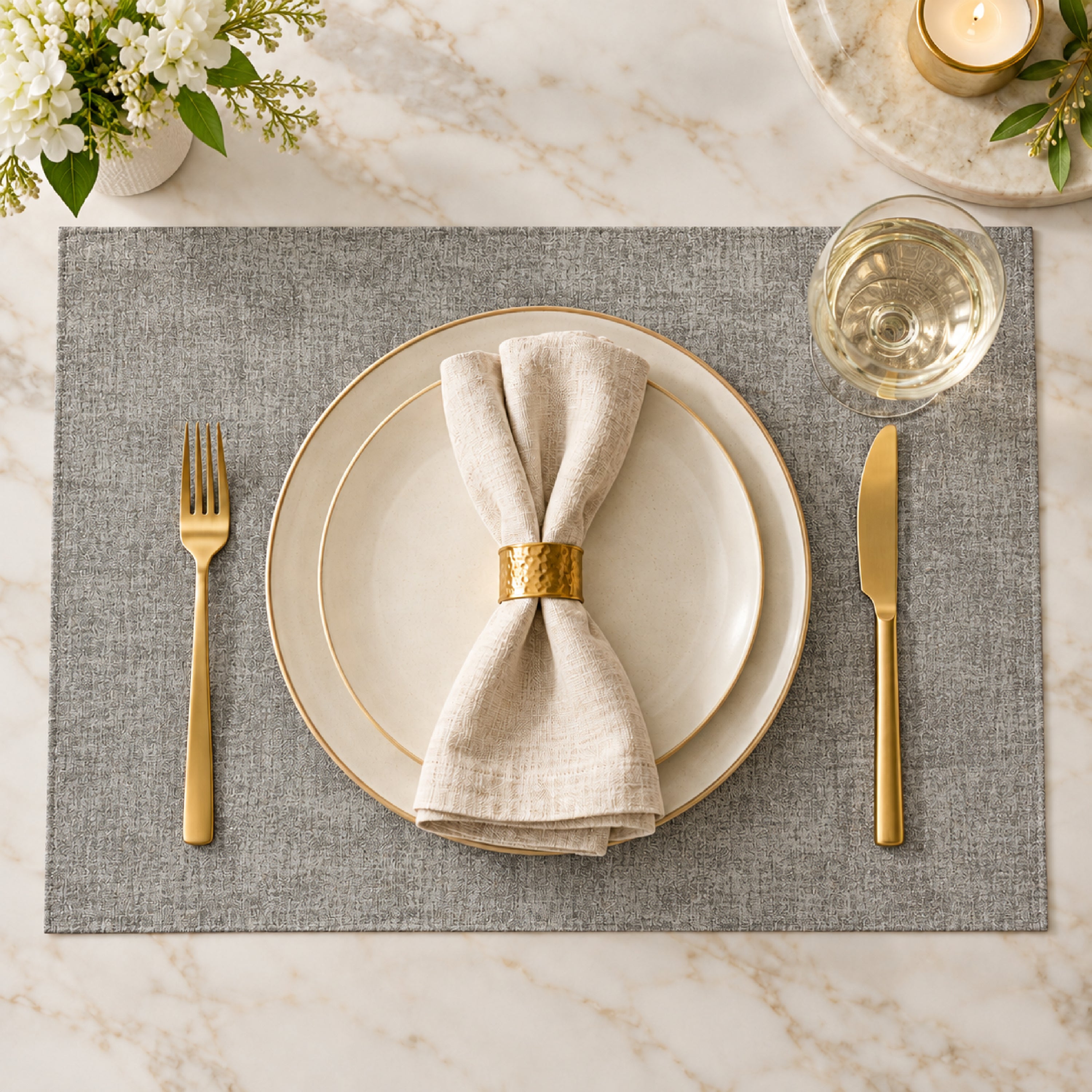 Dainty Home Amalfi Faux Leather Reversible 2 Pattern 12" x 18" Rectangular Placemat Set
