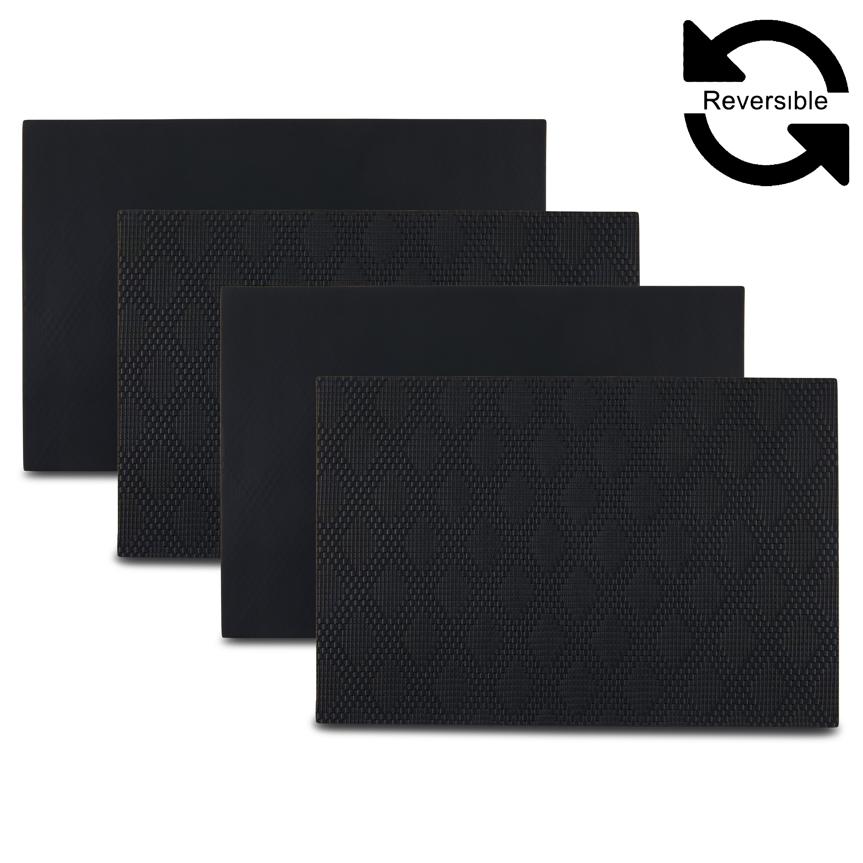 Dainty Home Basel Premium Vegan Leather Reversible 2 Pattern 12" x 18" Rectangular Placemat Set Of 4