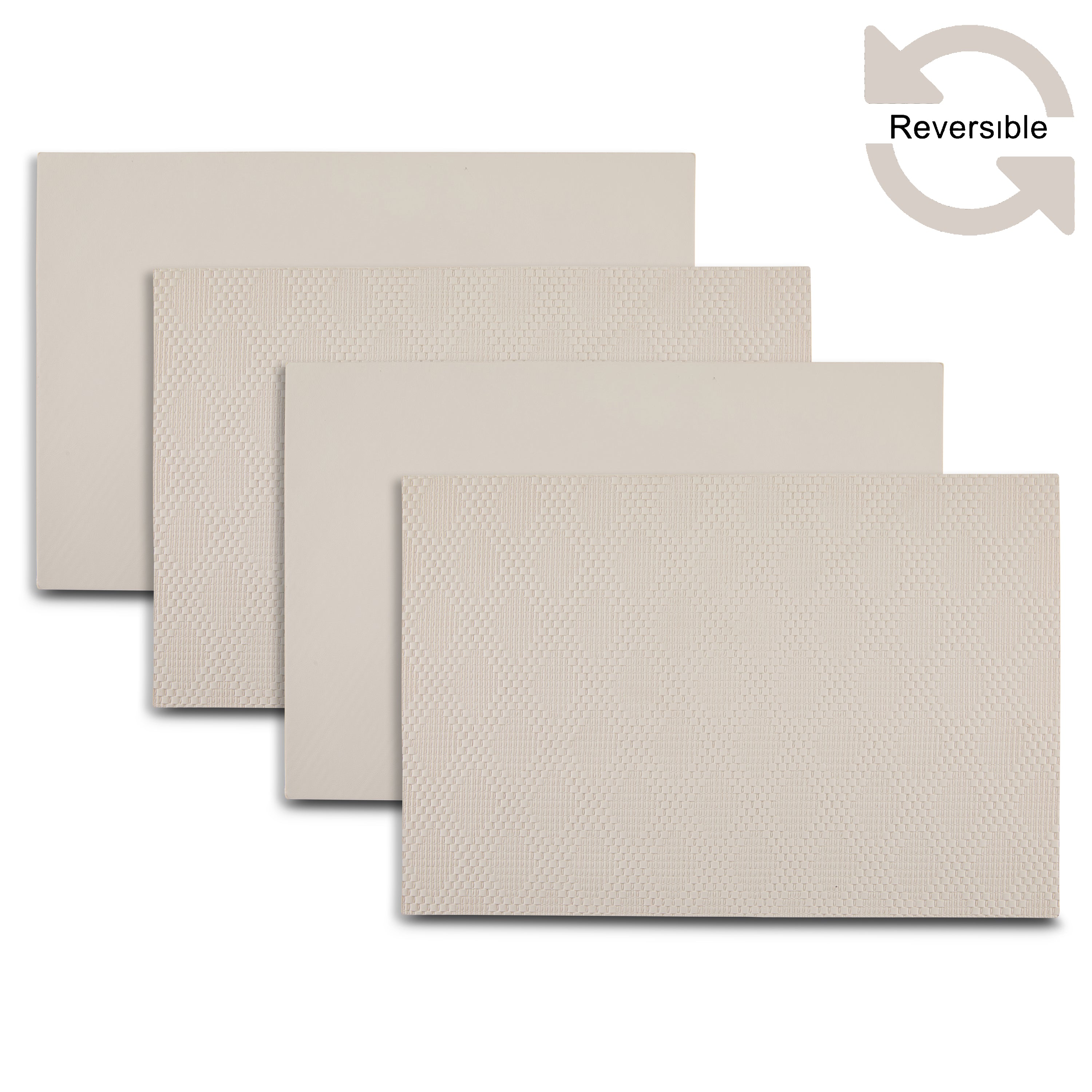 Dainty Home Basel Premium Vegan Leather Reversible 2 Pattern 12" x 18" Rectangular Placemat Set Of 4