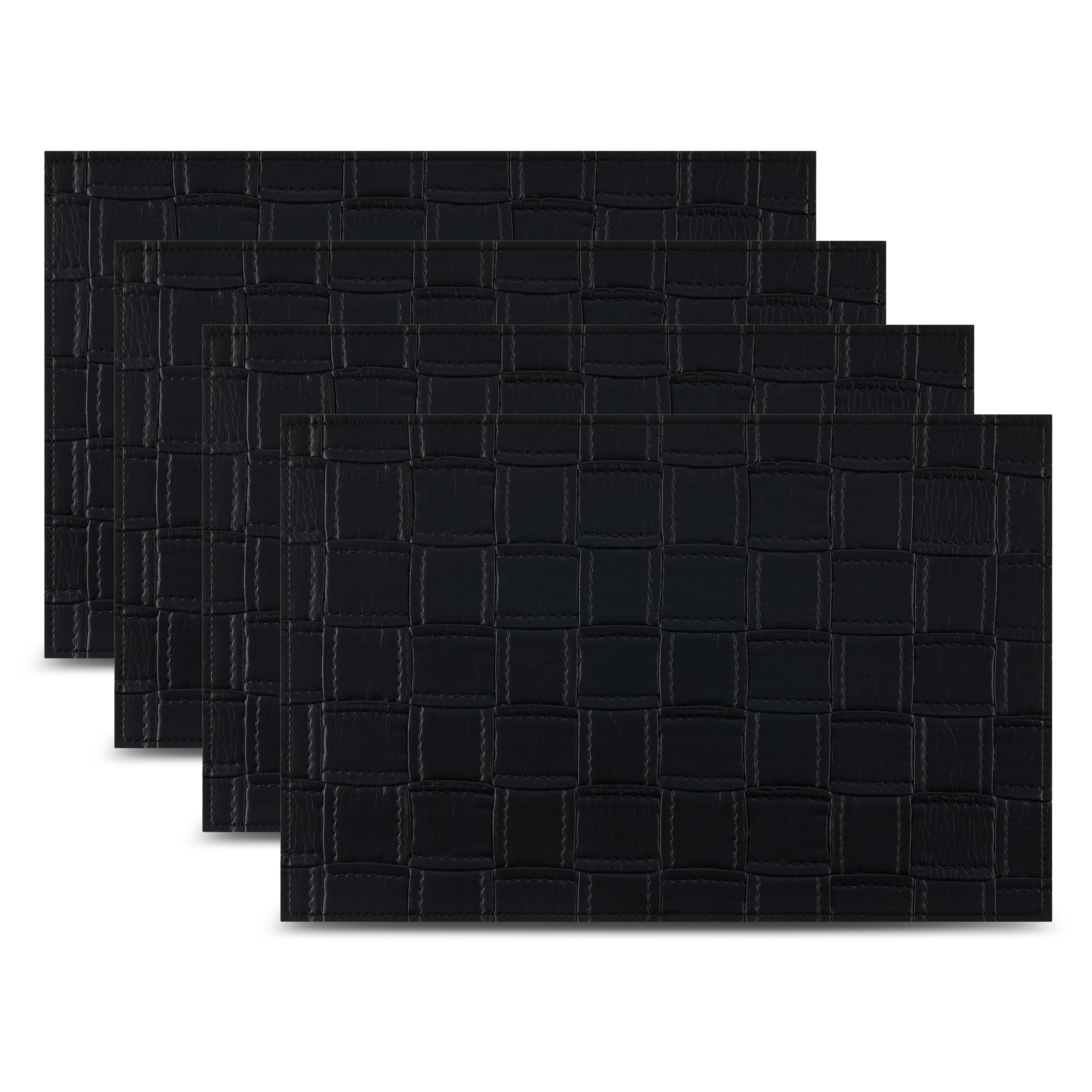 Dainty Home Bostonian Premium Vegan Leather Reversible 2 Pattern 12" x 18" Rectangular Placemat Set Of 4