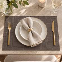 Load image into Gallery viewer, Dainty Home Bostonian Premium Vegan Leather Reversible 2 Pattern 12" x 18" Rectangular Placemat Set Of 4
