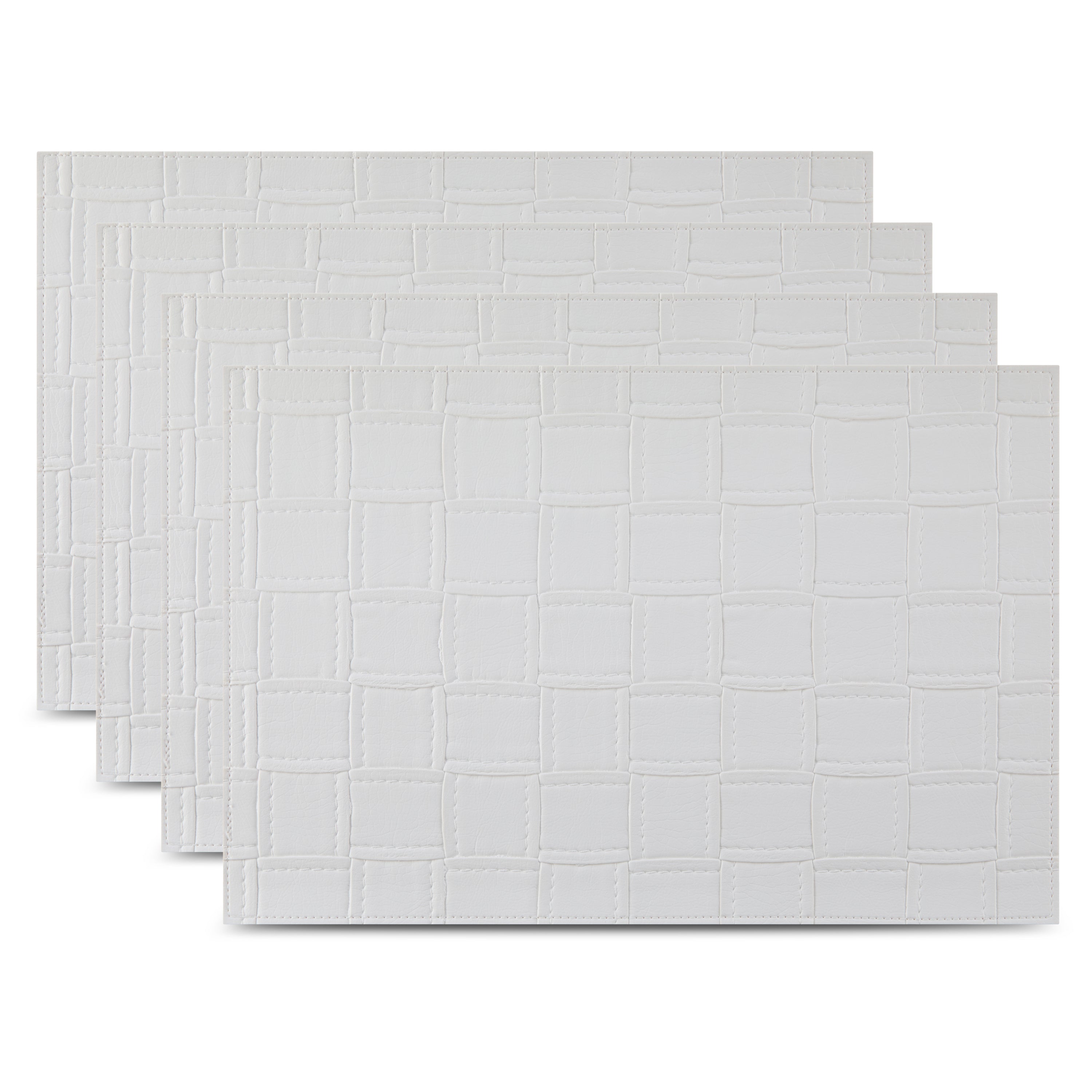 Dainty Home Bostonian Premium Vegan Leather Reversible 2 Pattern 12" x 18" Rectangular Placemat Set Of 4