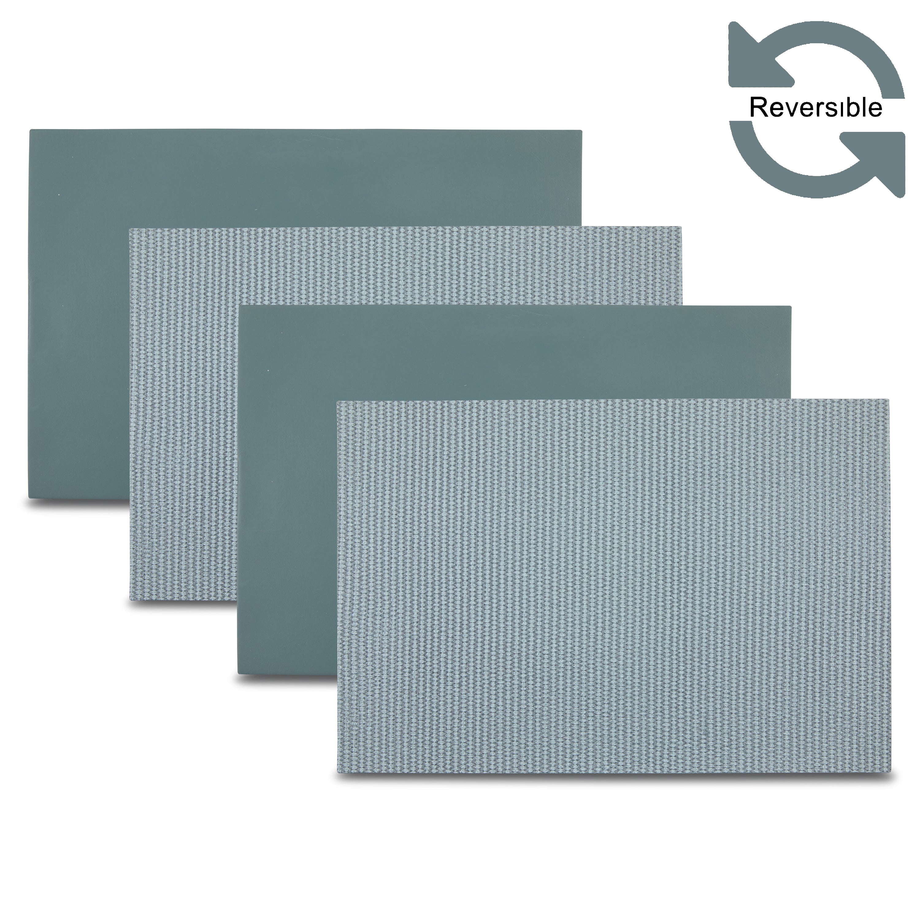 Dainty Home Exeter Premium Vegan Leather Reversible 2 Pattern 12" x 18" Rectangular Placemat Set Of 4