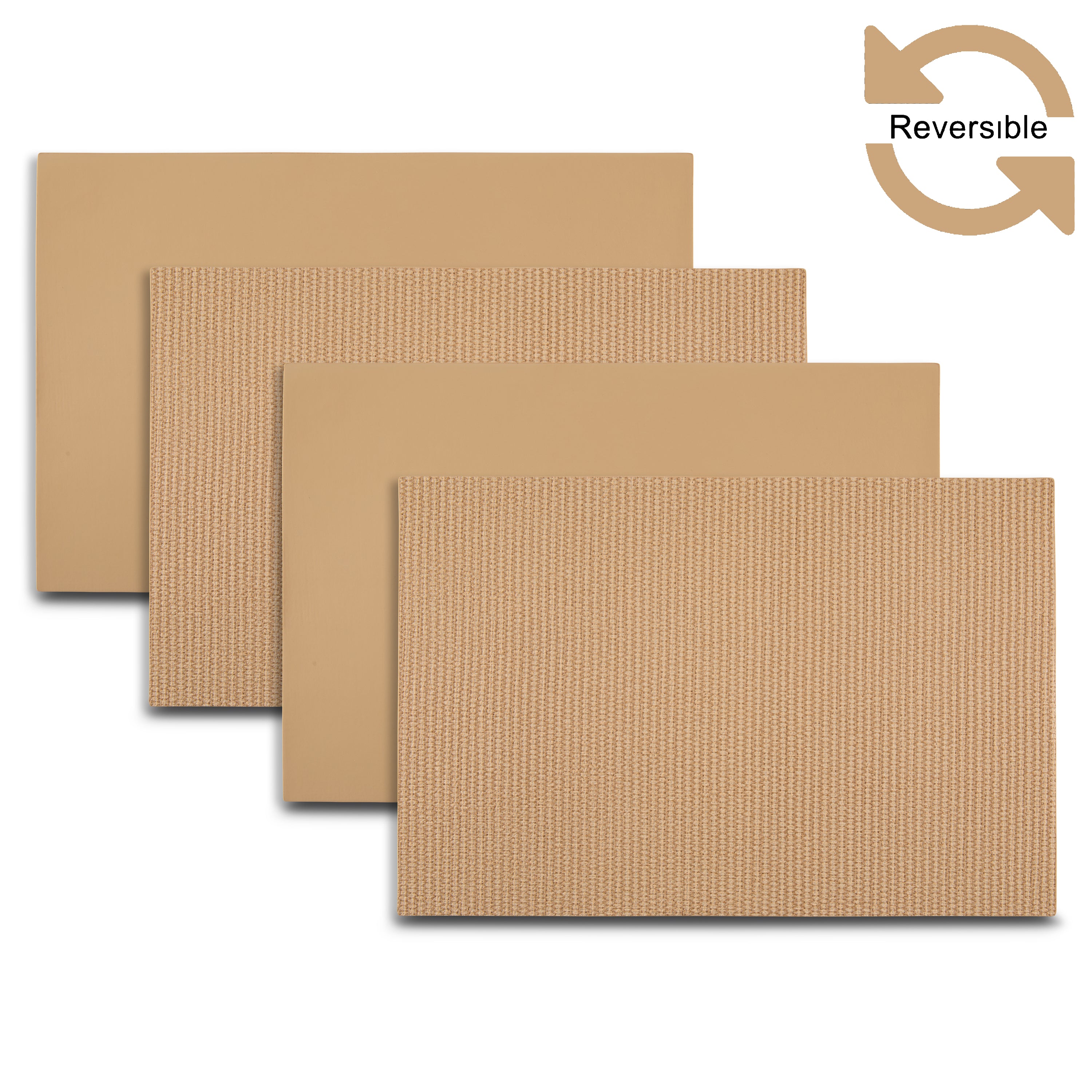 Dainty Home Exeter Premium Vegan Leather Reversible 2 Pattern 12" x 18" Rectangular Placemat Set Of 4