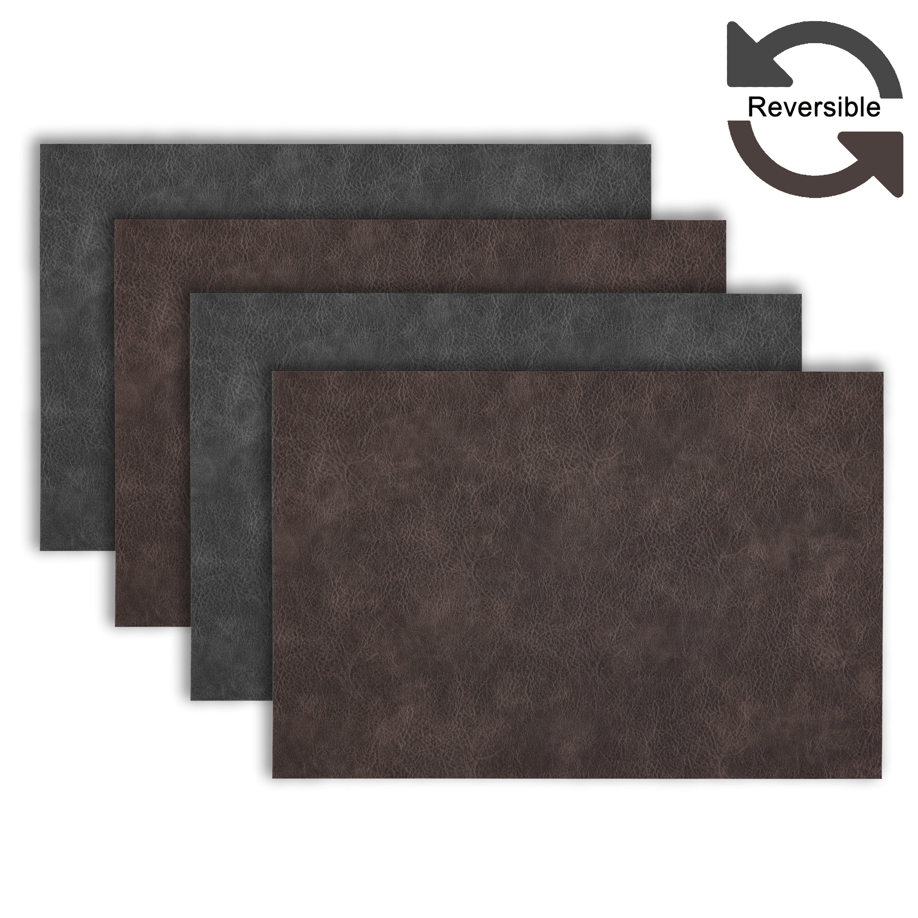 Dainty Home Florence Faux Leather Reversible 2 Color 12" x 18" Rectangular Placemat Set