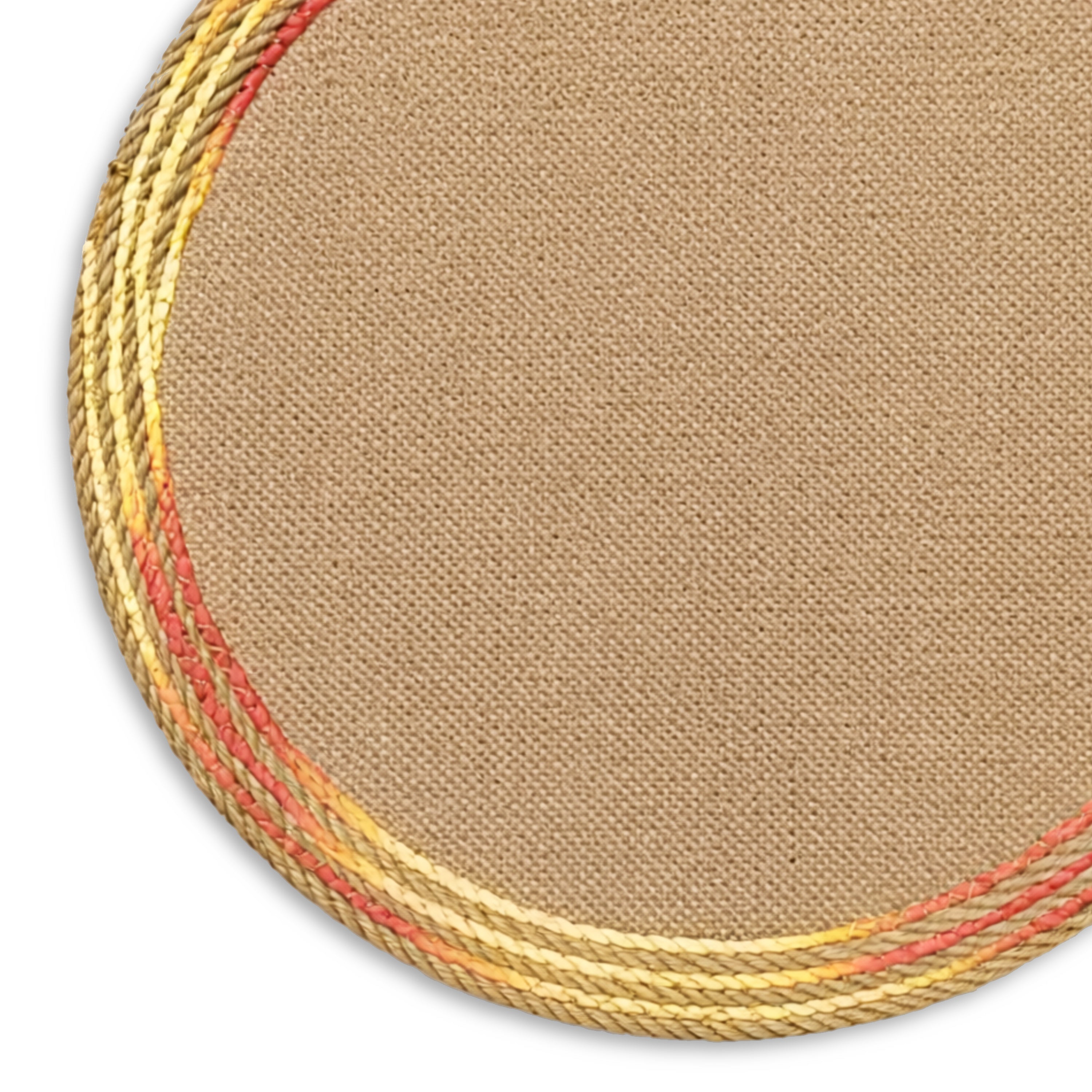 Dainty Home Key West 15" Round Natural Jute Multicolor Placemats Set of 4 - Durable Table Mat