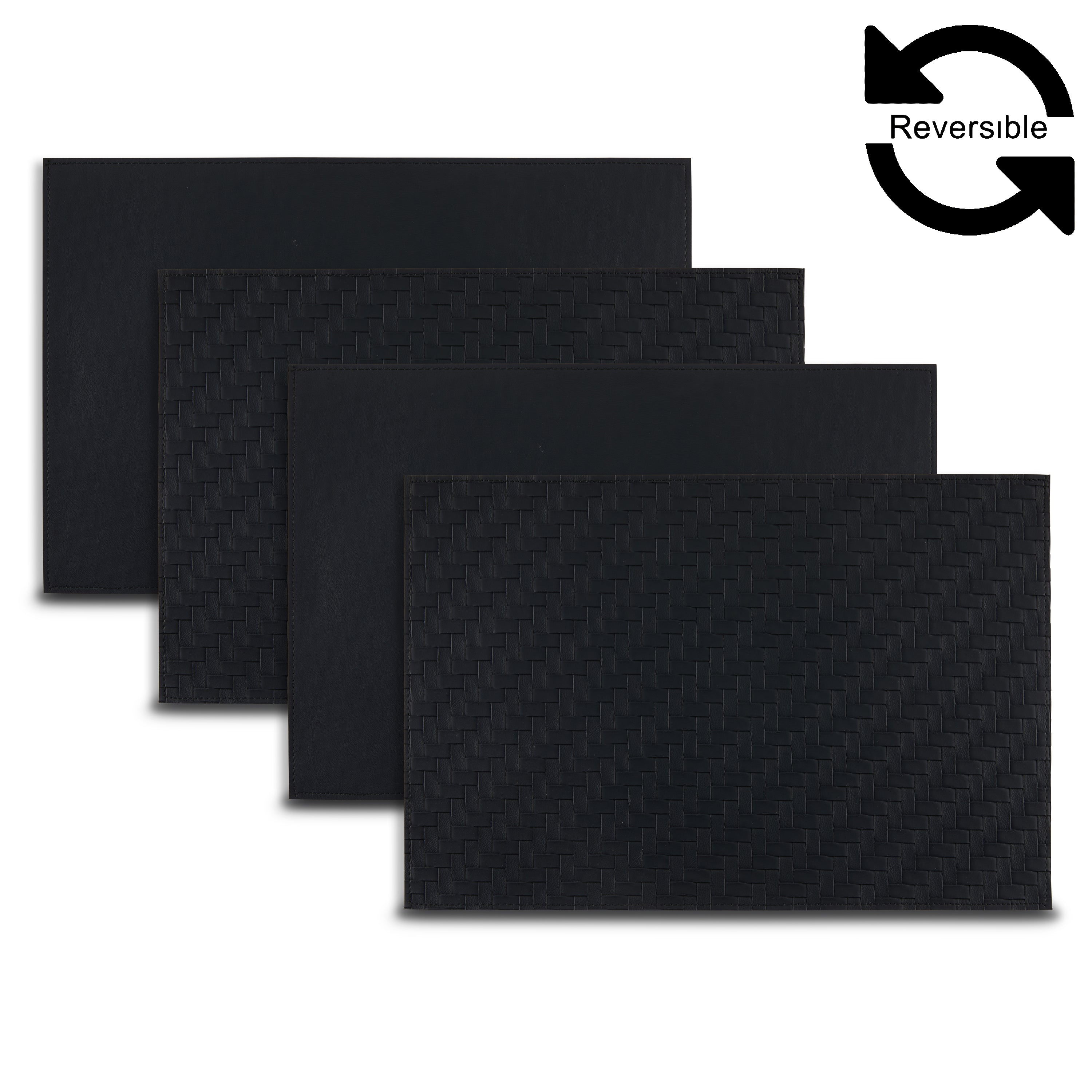 Dainty Home Lausanne Premium Vegan Leather Reversible 2 Pattern 12" x 18" Rectangular Placemat Set Of 4