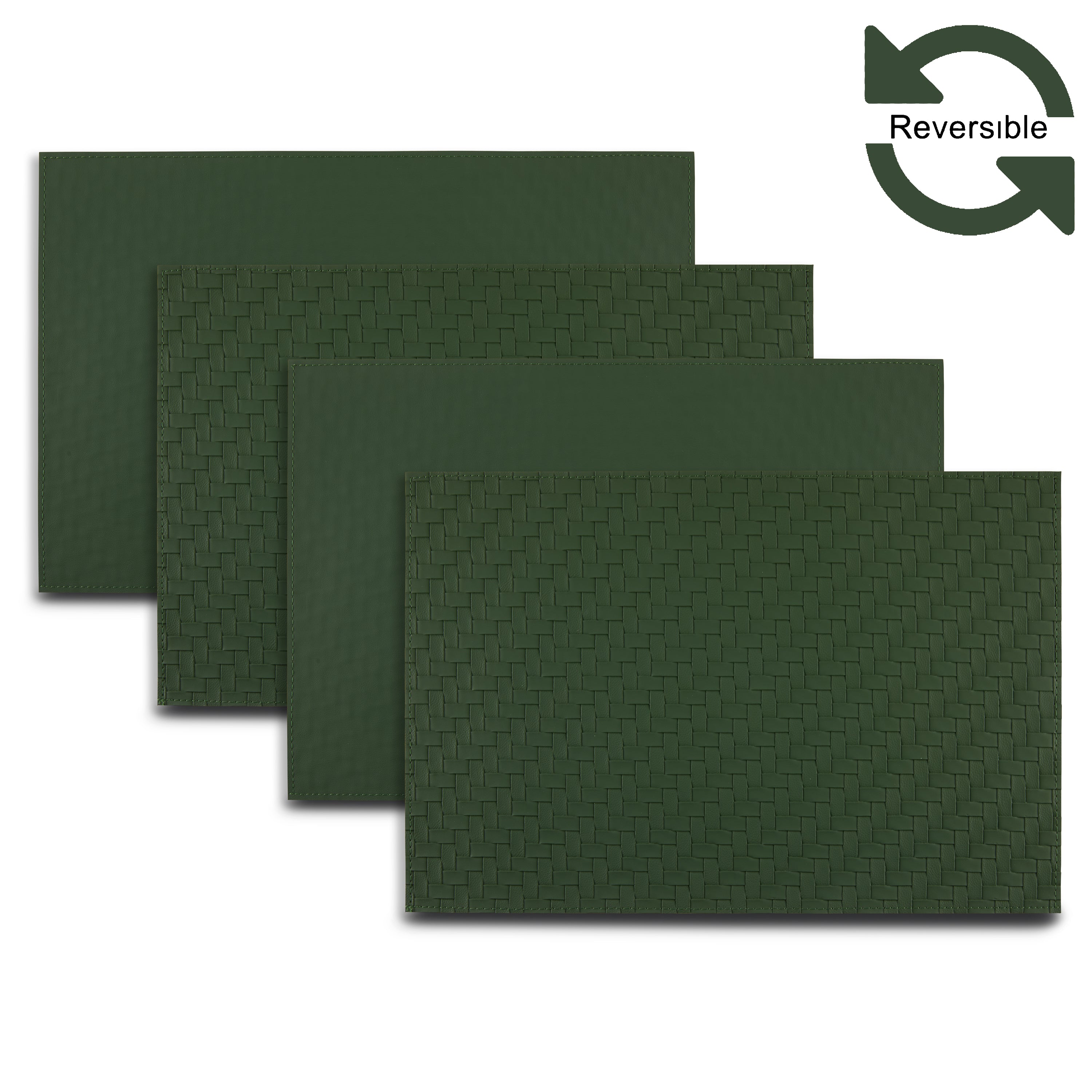 Dainty Home Lausanne Premium Vegan Leather Reversible 2 Pattern 12" x 18" Rectangular Placemat Set Of 4