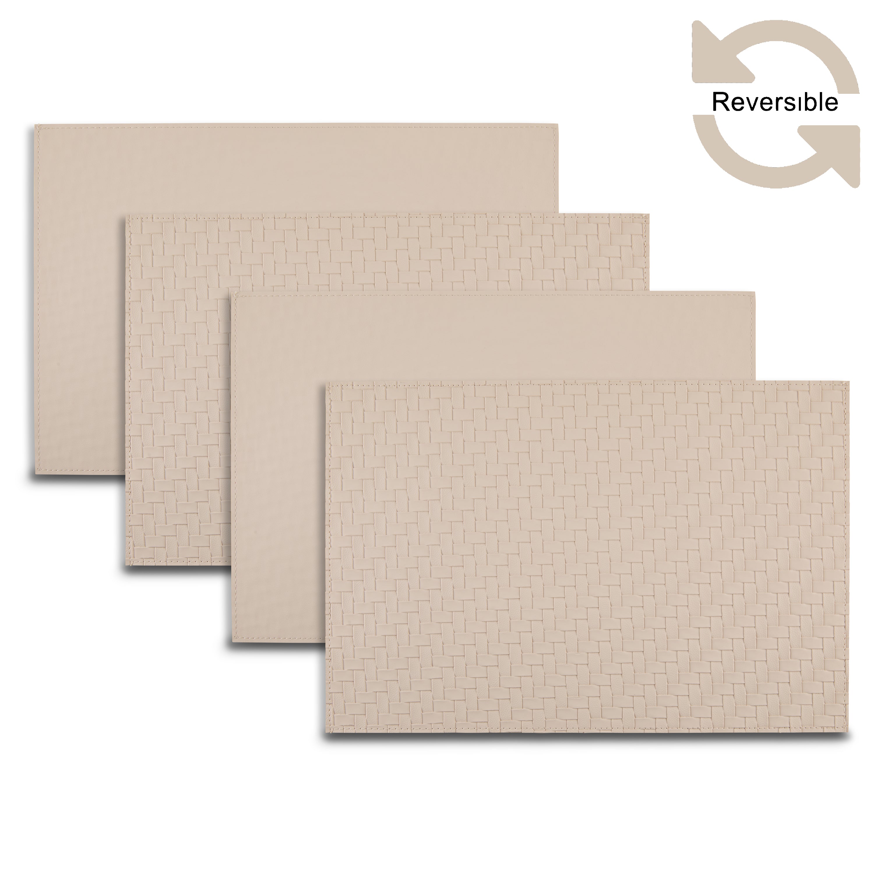 Dainty Home Lausanne Premium Vegan Leather Reversible 2 Pattern 12" x 18" Rectangular Placemat Set Of 4