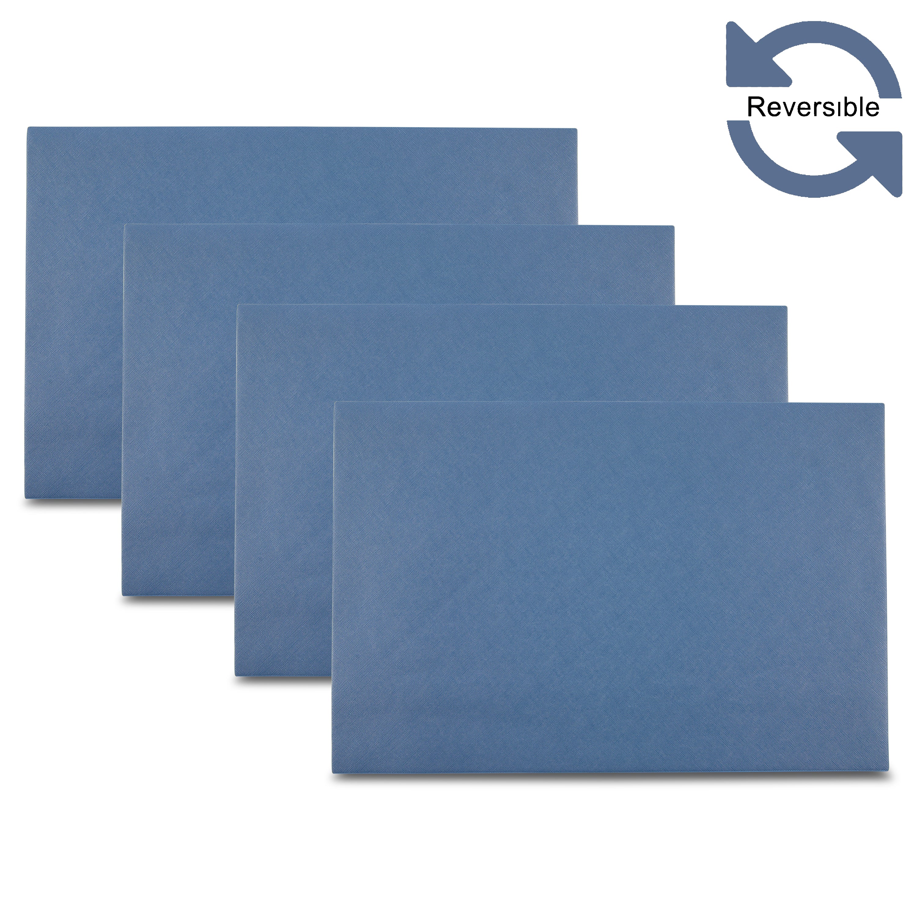 Dainty Home Manhasset Premium Vegan Leather Reversible 2 Pattern 12" x 18" Rectangular Placemat Set Of 4