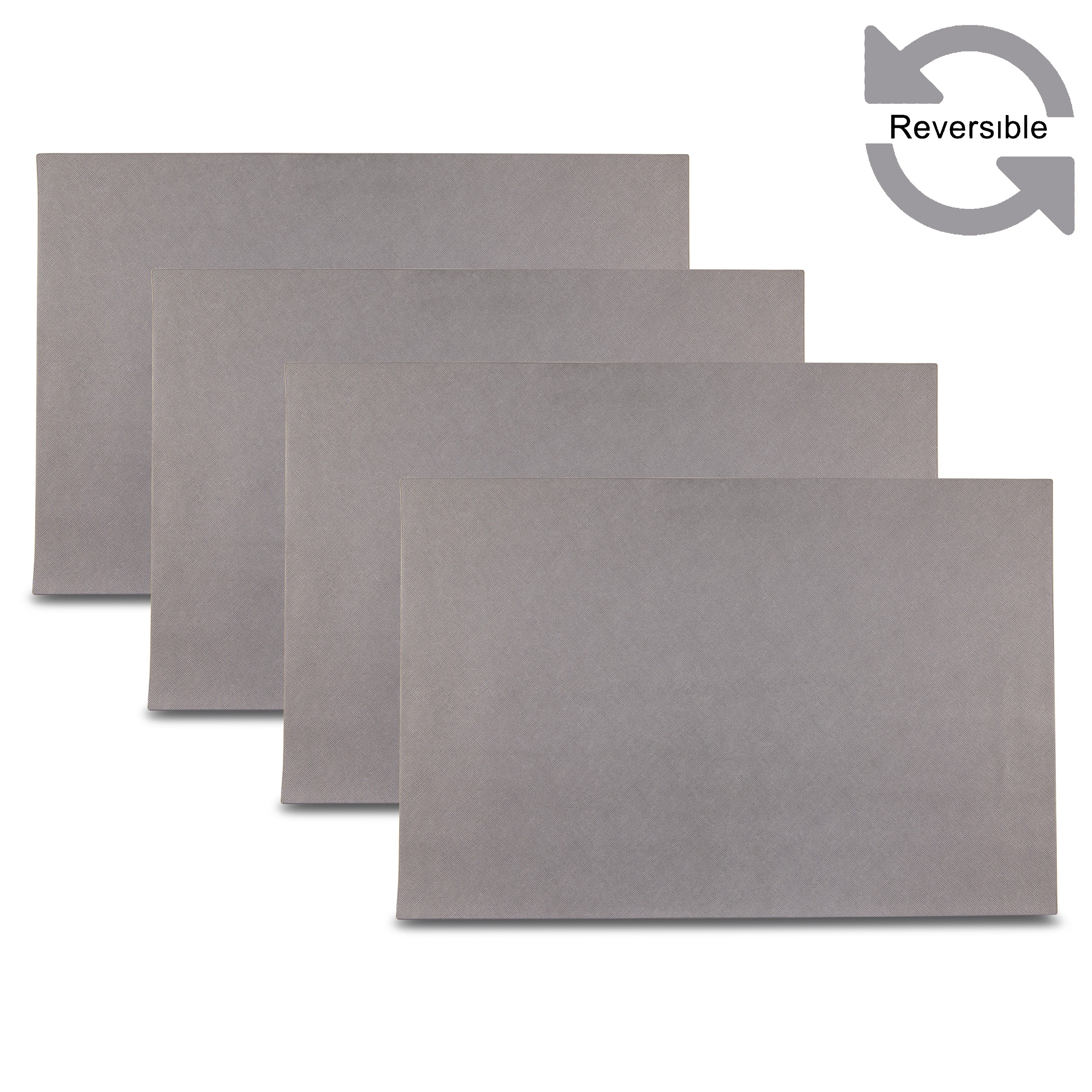 Dainty Home Manhasset Premium Vegan Leather Reversible 2 Pattern 12" x 18" Rectangular Placemat Set Of 4