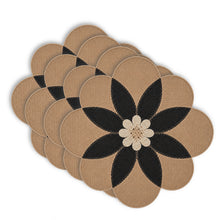 Load image into Gallery viewer, Dainty Home Maui 15" Flower Shaped Natural Jute and Paper Placemats Set of 4 - Durable Table Mats

