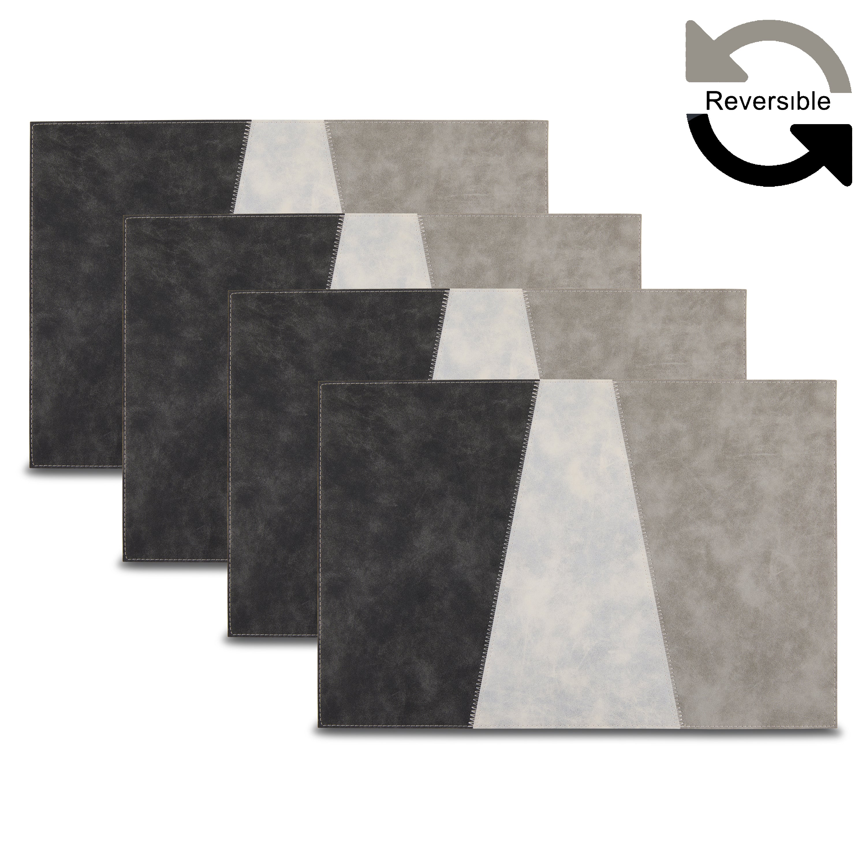 Dainty Home Milano Premium Vegan Leather Reversible 2 Pattern 12" x 18" Rectangular Placemat Set Of 4