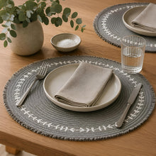 Load image into Gallery viewer, Dainty Home Petals 15" Round Woven Placemats Set of 4 - Durable and Non-Slip Table Mats

