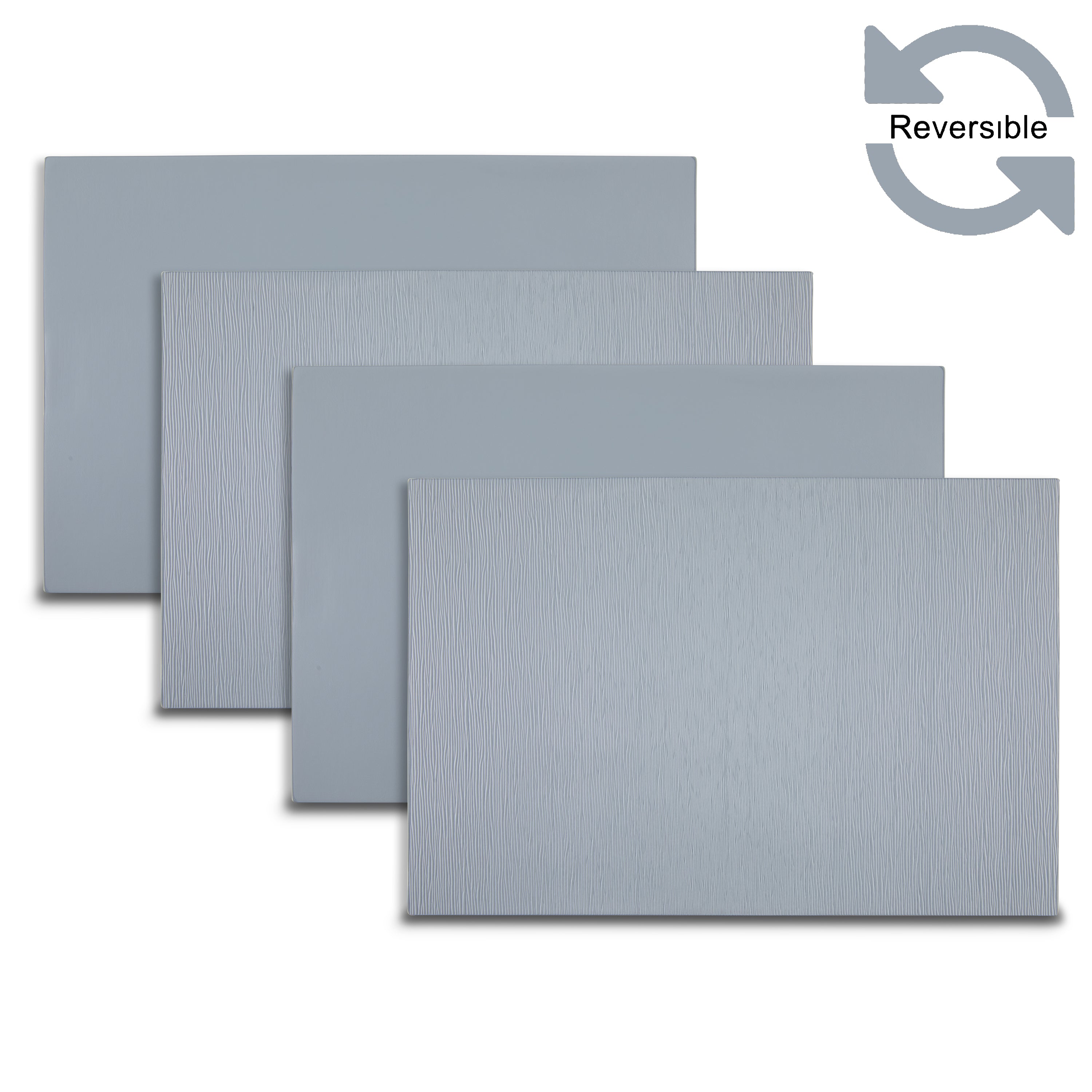 Dainty Home Ridges Premium Vegan Leather Reversible 2 Pattern 12" x 18" Rectangular Placemat Set Of 4