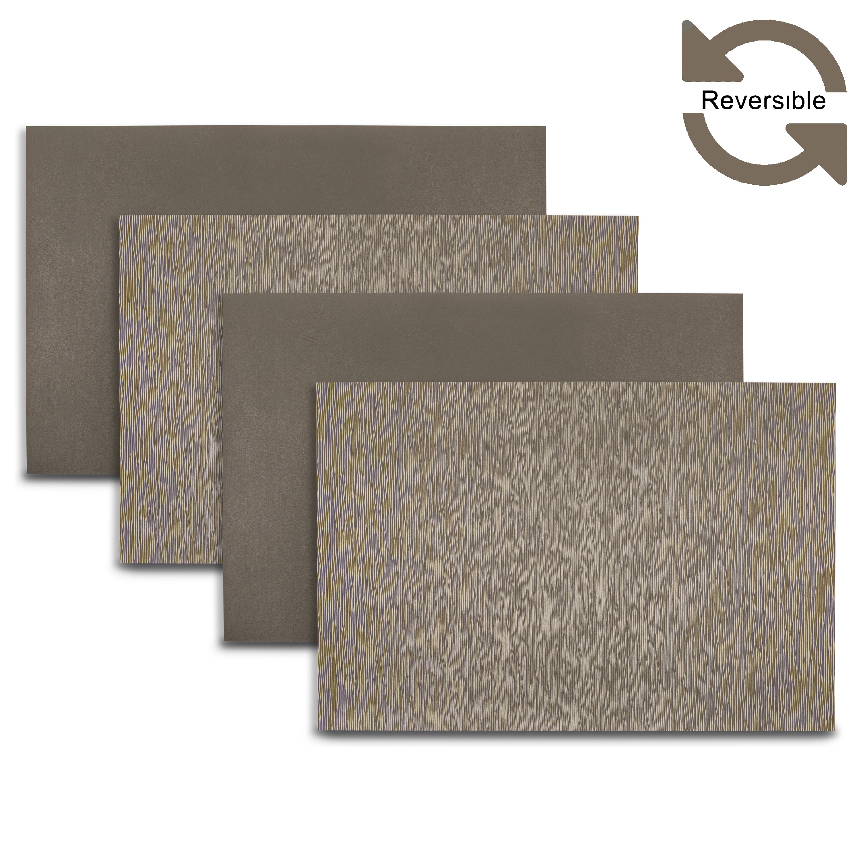 Dainty Home Ridges Premium Vegan Leather Reversible 2 Pattern 12" x 18" Rectangular Placemat Set Of 4