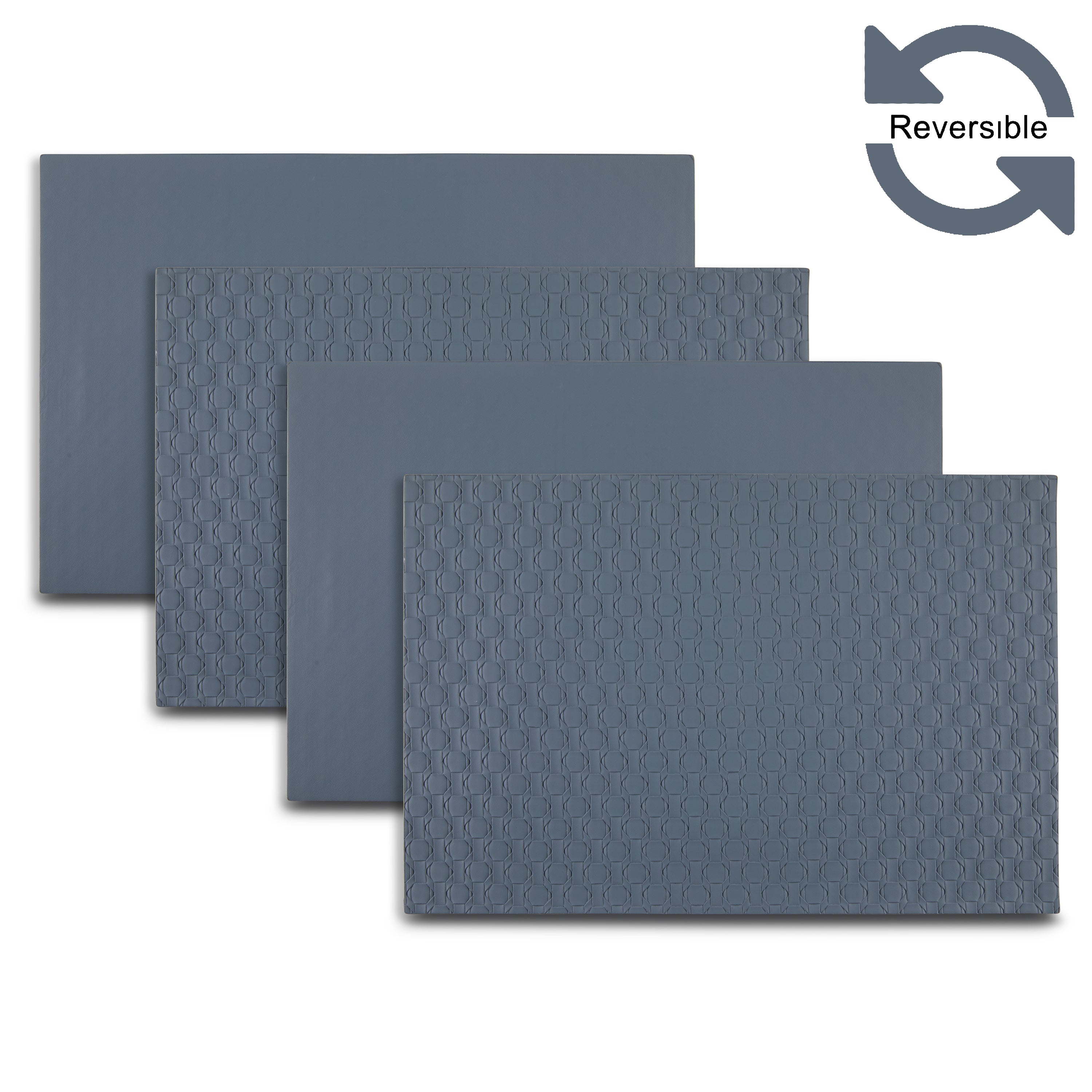 Dainty Home Stratham Premium Vegan Leather Reversible 2 Pattern 12" x 18" Rectangular Placemat Set Of 4